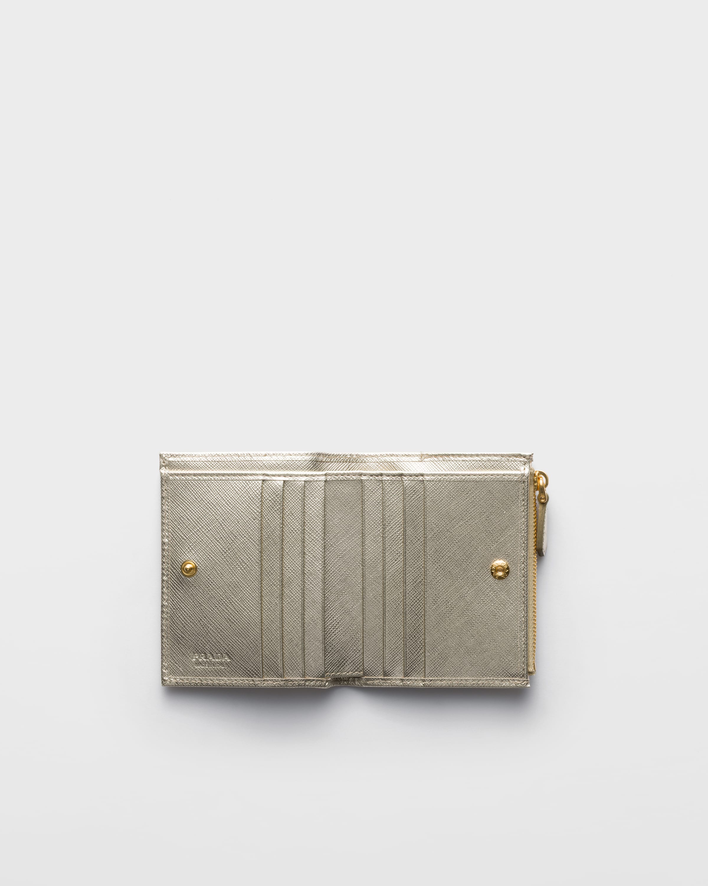 Маленький кожаный кошелек Saffiano Prada, пирит — фото 2