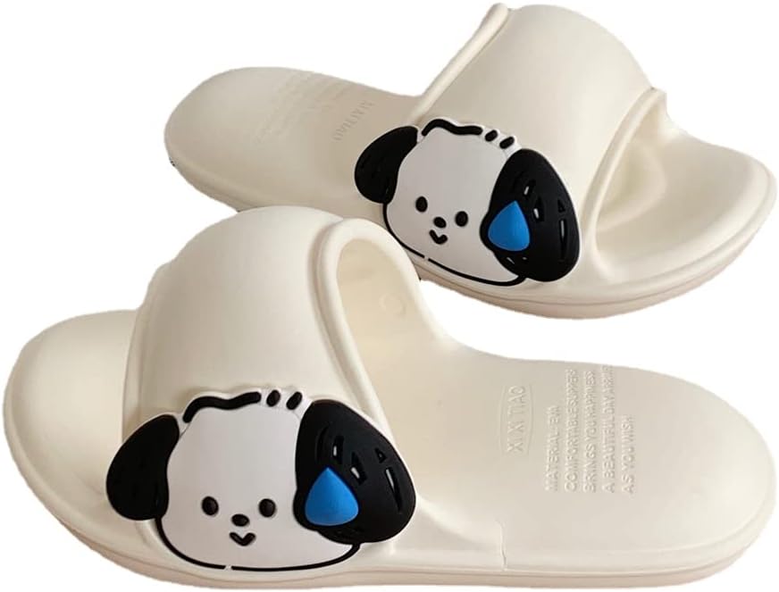 

Милые тапочки-подушки CEINOM для женщин и мужчин, кавайные тапочки с мультяшной собакой, летние нескользящие домашние и тапки с открытым носком, белый