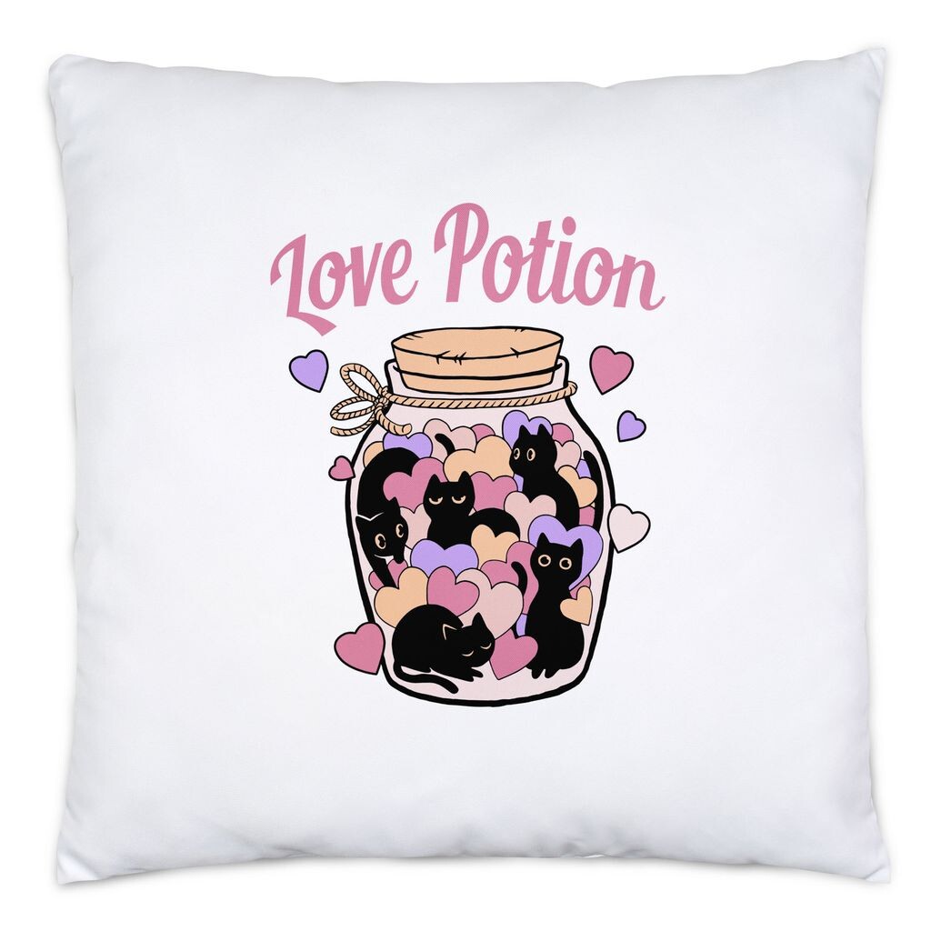 

Подушка Love Potion с мотивом кошек и сердечек для любителей кошек, кошачья любовь, Miau Mieze Büsi Hey!Print