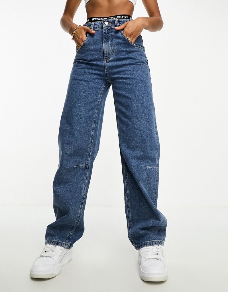 

Синие мешковатые джинсы ASOS Weekend Collective