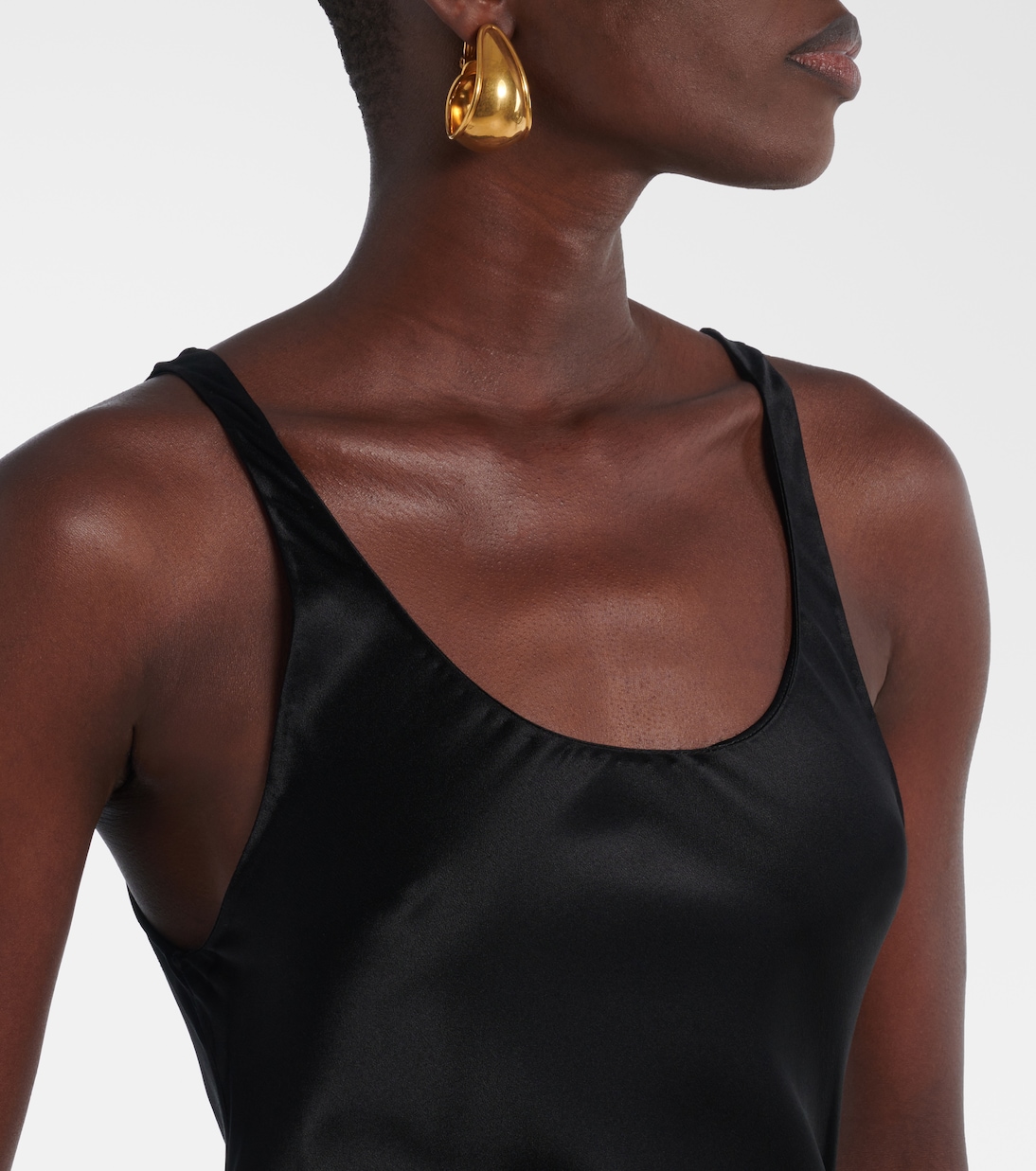 Платье-комбинация из шелкового атласа Saint Laurent, Noir — фото 4