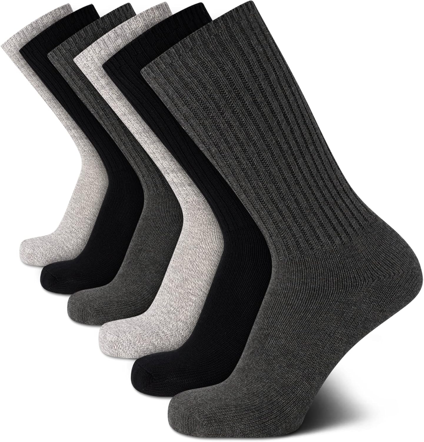 

Мужские носки Calvin Klein Crew Socks - 6 пар легких хлопковых носков с влагоотводящей подкладкой и мягкой подошвой для мужчин, Charcoal