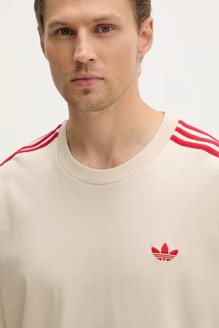 Футболка хлопковая Adidas Originals, бежевый — фото 4