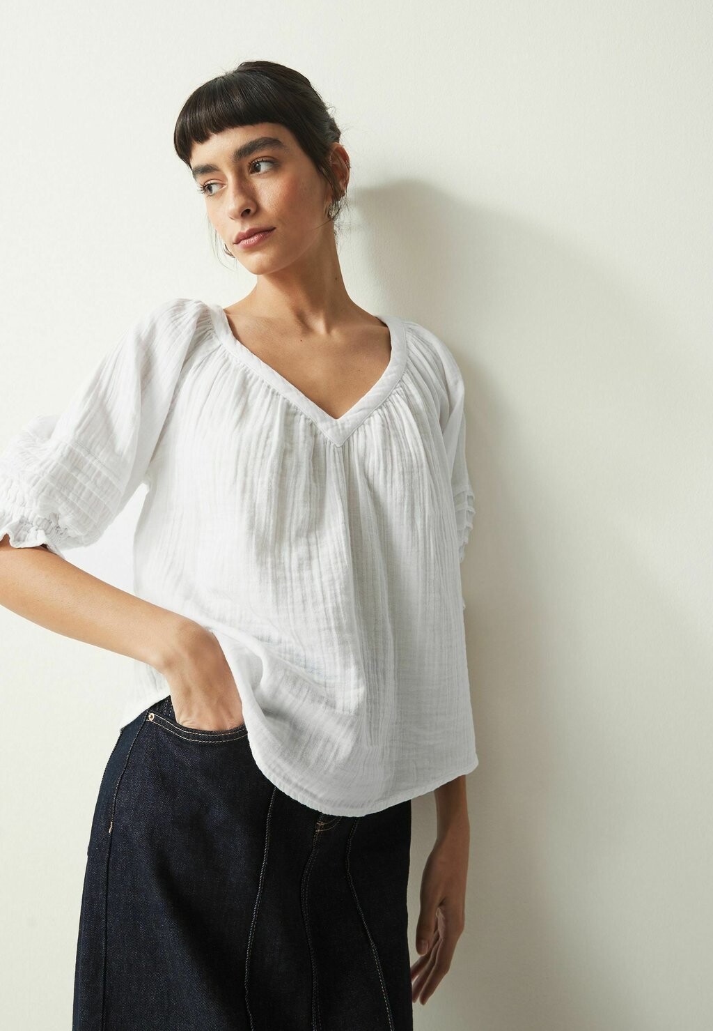 

Блузка WASHED V-NECK Next, цвет white