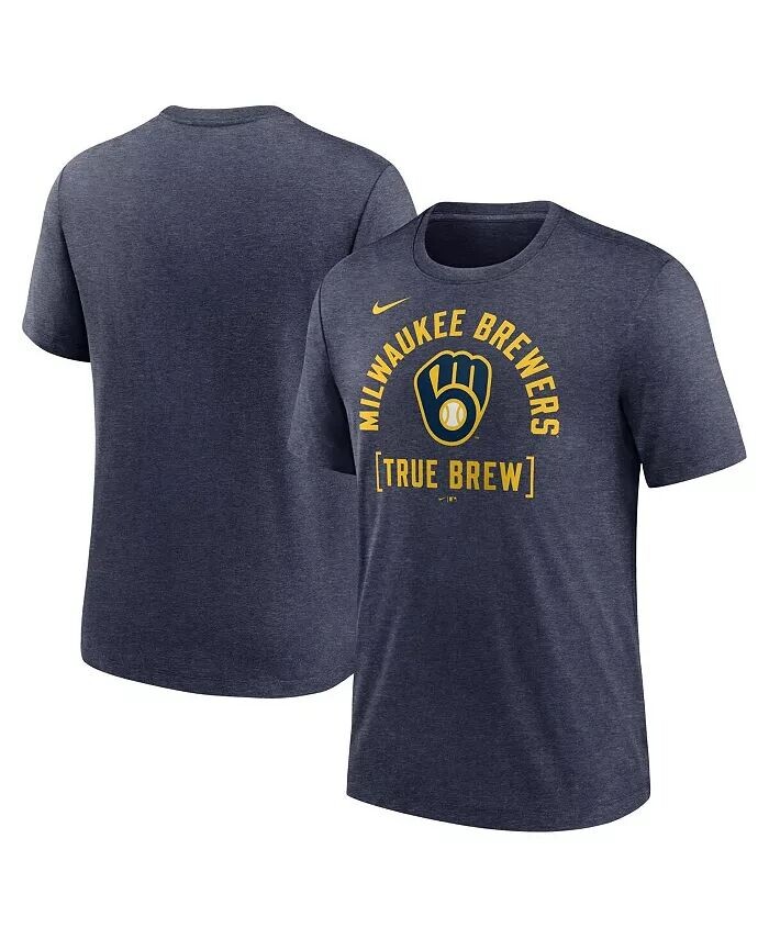

Мужская темно-синяя футболка Tri-Blend Milwaukee Brewers Swing Big Nike, синий