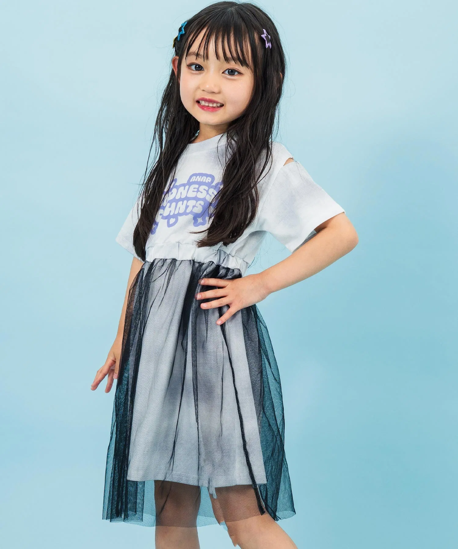 Детское платье ANAP kids с тидай-принтом и тюлевой накладкой — фото 3