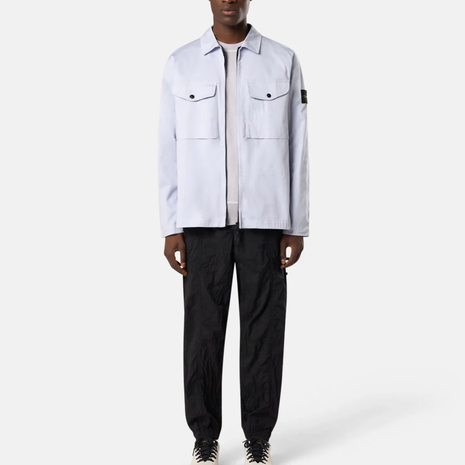 Рубашка-куртка из стрейч-хлопка Stone Island светло-фиолетовая — фото 4