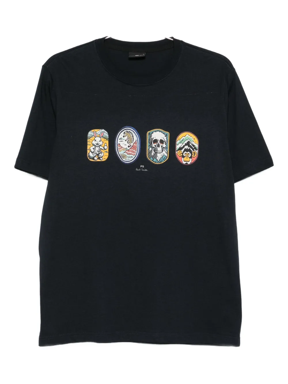 

Футболка из органического хлопка с четырьмя рисунками PS Paul Smith, синий