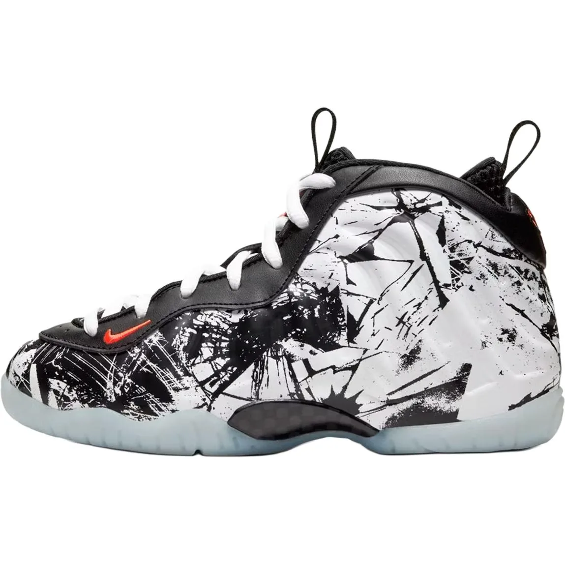 Nike Кроссовки баскетбольные Foamposite One высокие черно-белые детские
