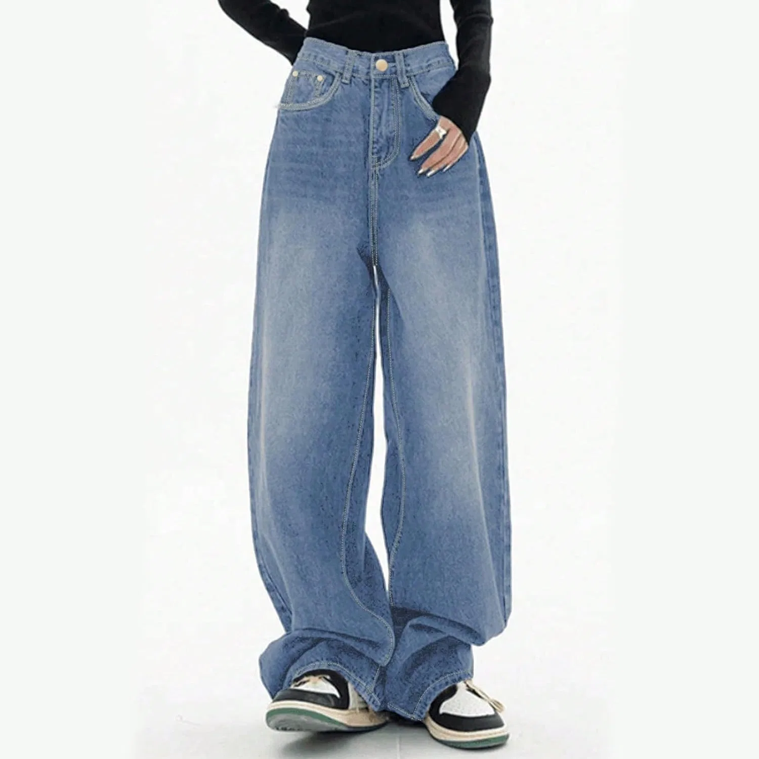Джинсы свободные Baggy Cargo Pants, light blue — фото 2