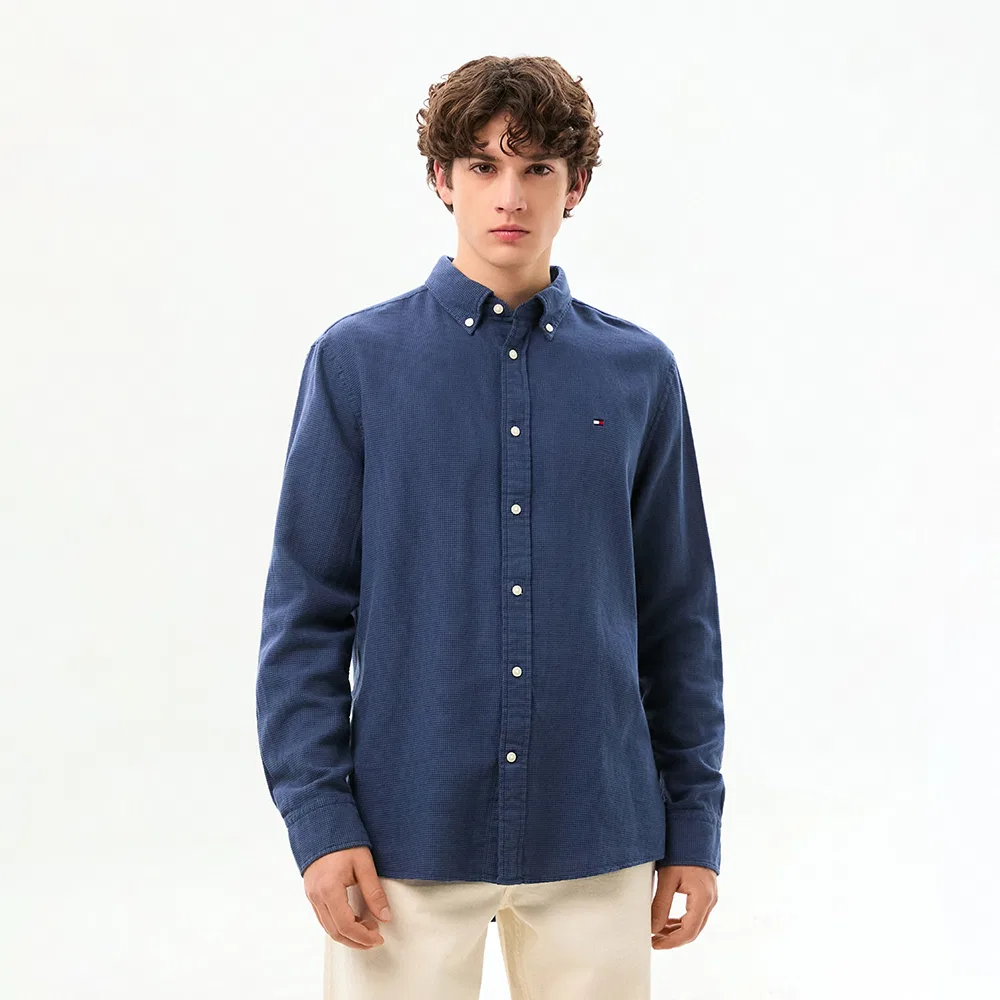 Мужская рубашка Dobby Structure, тёмно-синяя, от Tommy Hilfiger