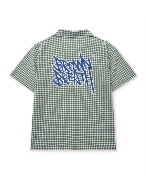 Детская рубашка с короткими рукавами BROWNBREATH KIDS в клетку хаки — фото 3
