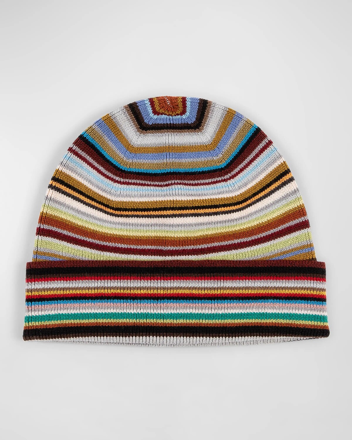 

Мужская шапка-бини в фирменную полоску из шерсти мериноса Paul Smith, цвет Multi Pattern