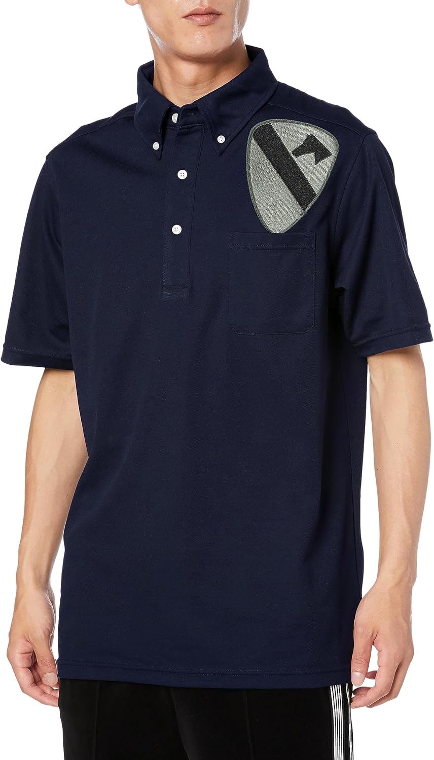 

Поло-рубашка с коротким рукавом и влагоотводящим эффектом, карманами и пуговицами, модель F-SD021123, с гербом армии США, темно-синяя F-Style