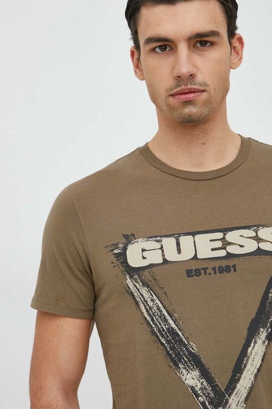 

Хлопковая футболка Guess, зеленый
