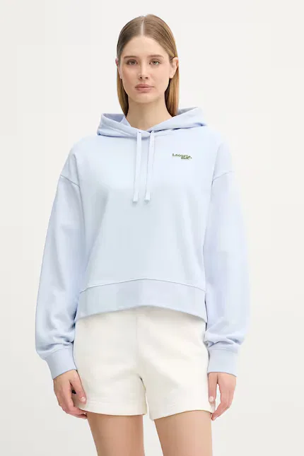 Худи Lacoste женская синяя с капюшоном