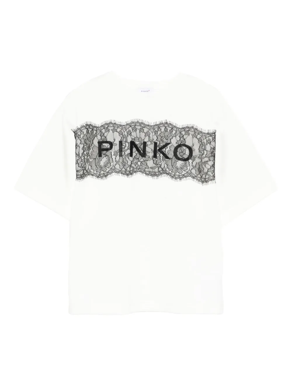 

Хлопковая футболка с вставками из кружева Pinko Kids, белый