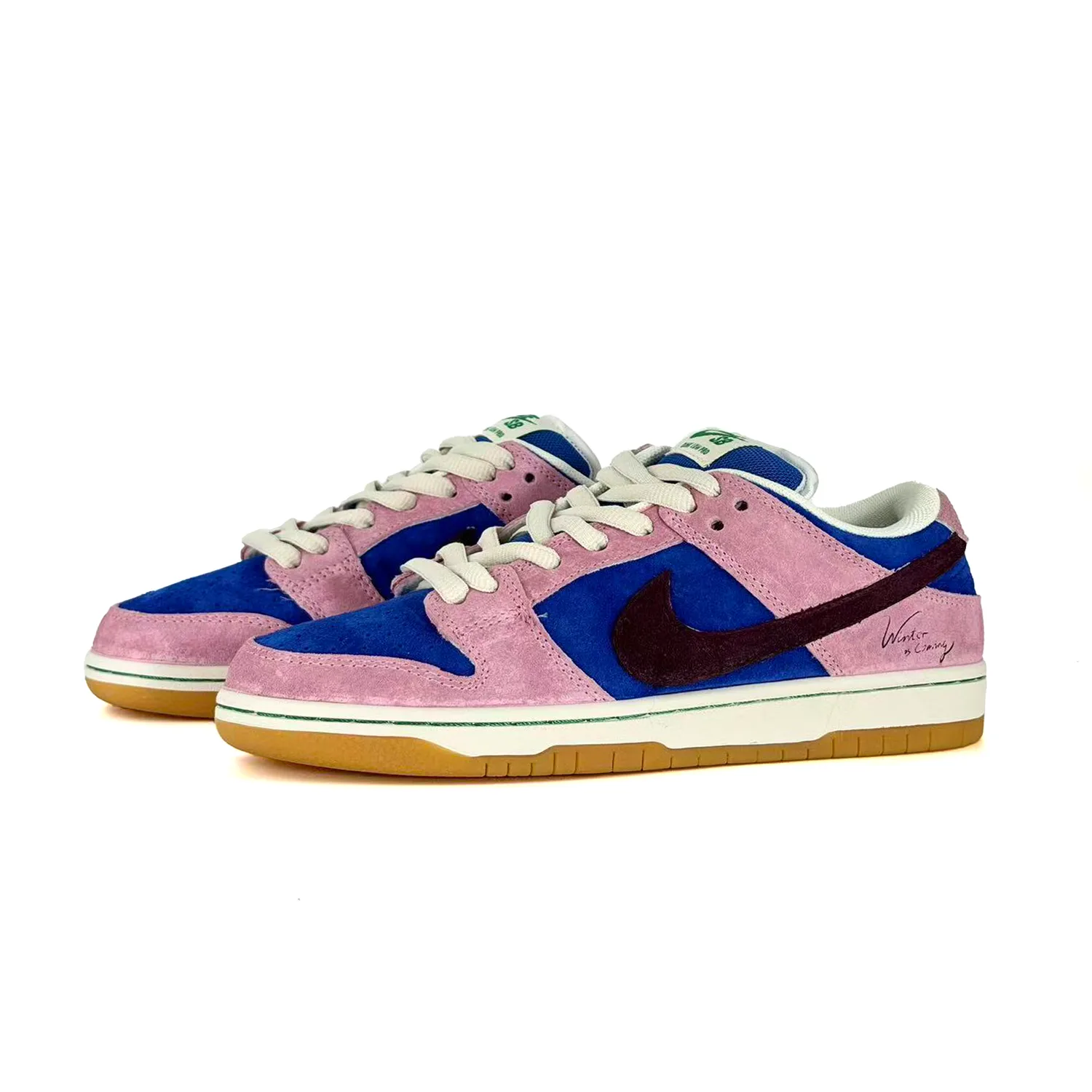 Nike Dunk SB Glacier Bubble Suede Thermal Abrasion Resistant Slip Resistant Low top кроссовки для скейтбординга Unisex Pink Blue — фото 4