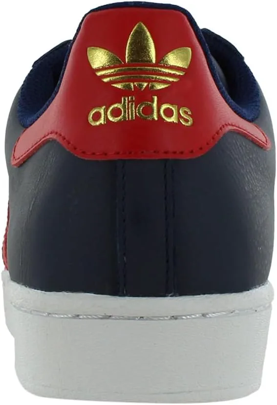 Мужские кроссовки Adidas Superstar на шнуровке, черный/красный — фото 3