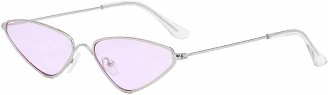 

Женские солнцезащитные очки в маленькой треугольной металлической оправе, винтажный стиль, модные солнцезащитные очки с защитой от УФ-излучения UV400 TVTBBVV, Silver Purple