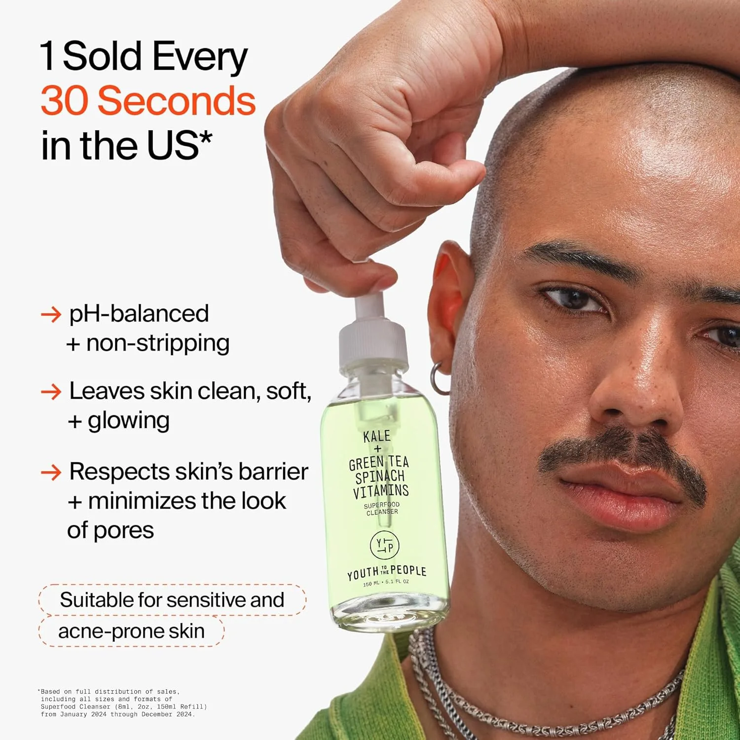 Youth To The People Rinse + Rest Duo, набор из 2 средств по уходу за кожей, ночная маска Superberry Hydrate + Glow Dream (60 мл) и очищающее средство Superfood Kale + Green Tea (240 мл), для тусклой и сухой кожи, green — фото 3