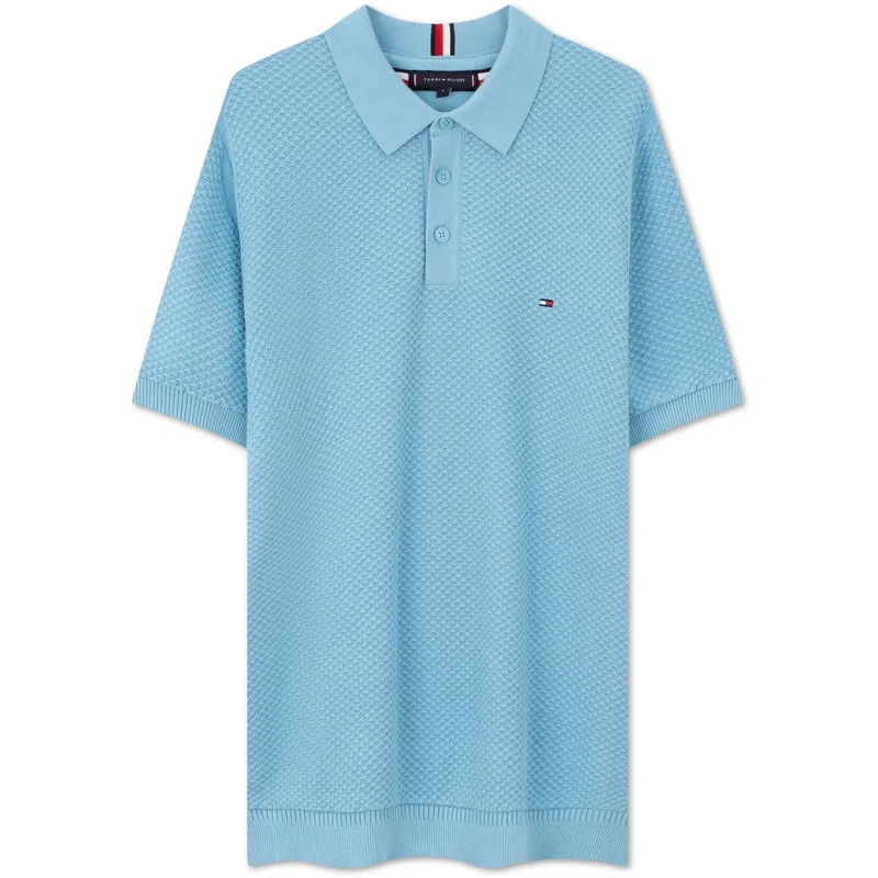 Поло с вышитым логотипом из трикотажа Honeycomb Tommy Hilfiger, Sky Blue CYW