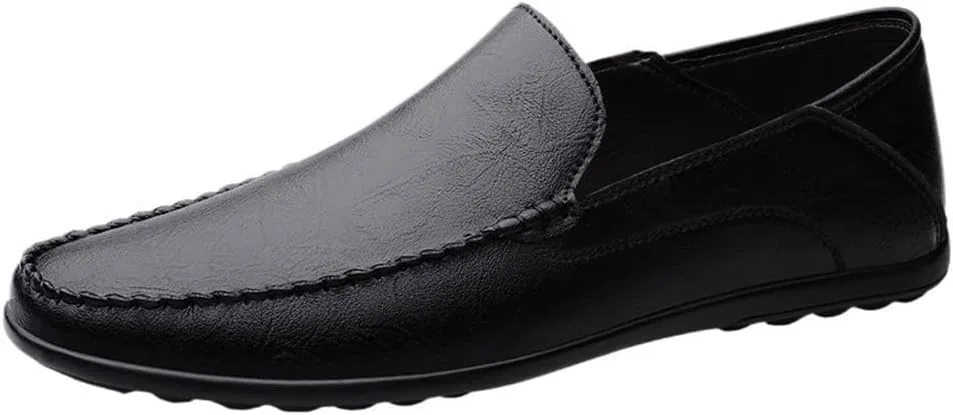 Лоферы кожаные Luxury Leather Loafers Slip-On, Black DHFIRUFSHLO