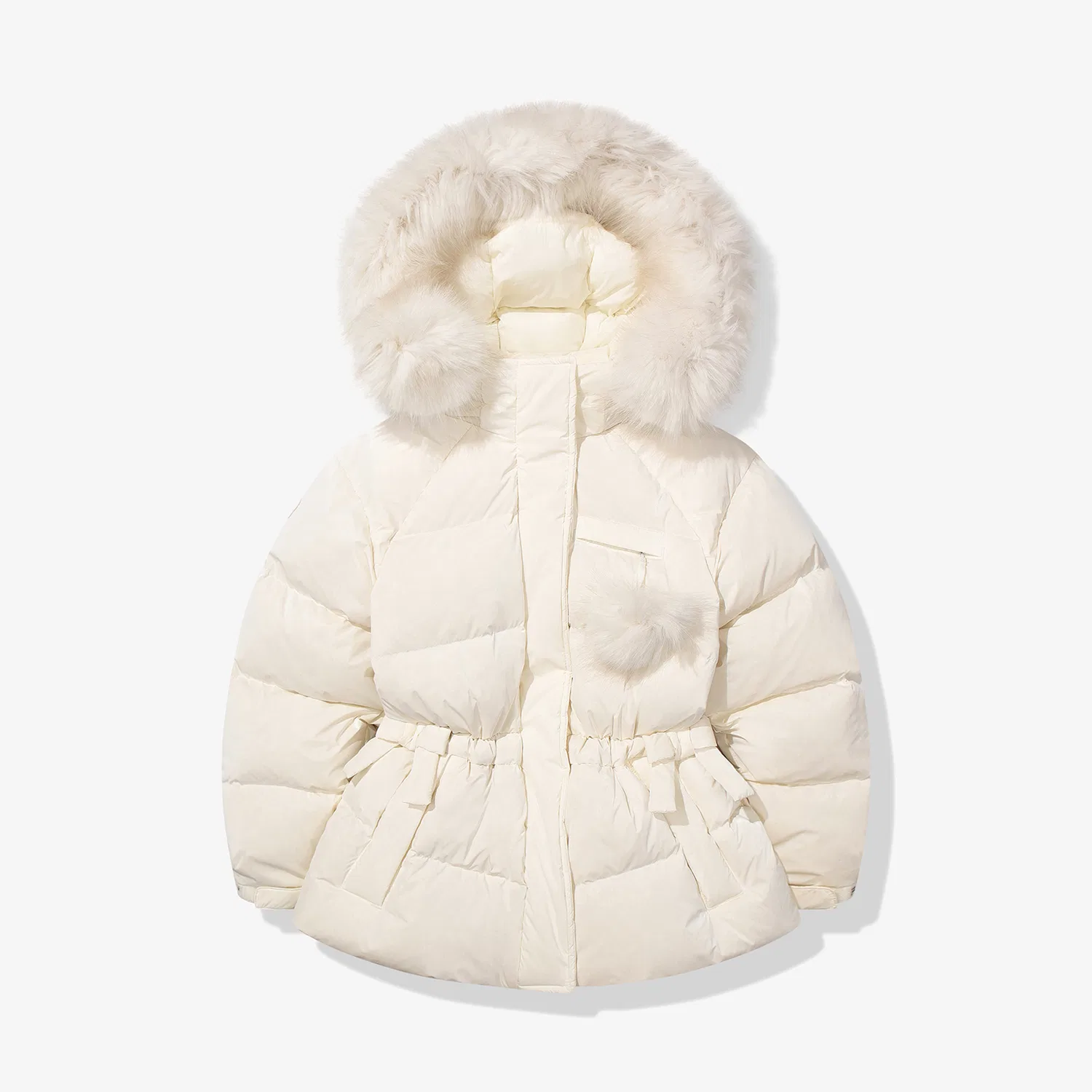 Детский пуховик с бантом и помпоном белый от Fila Kids — фото 3