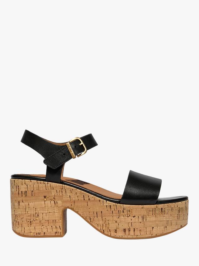 Сандалии platfforms из смесовой кожи на каблуке с ремешком на щиколотке FitFlop, черный