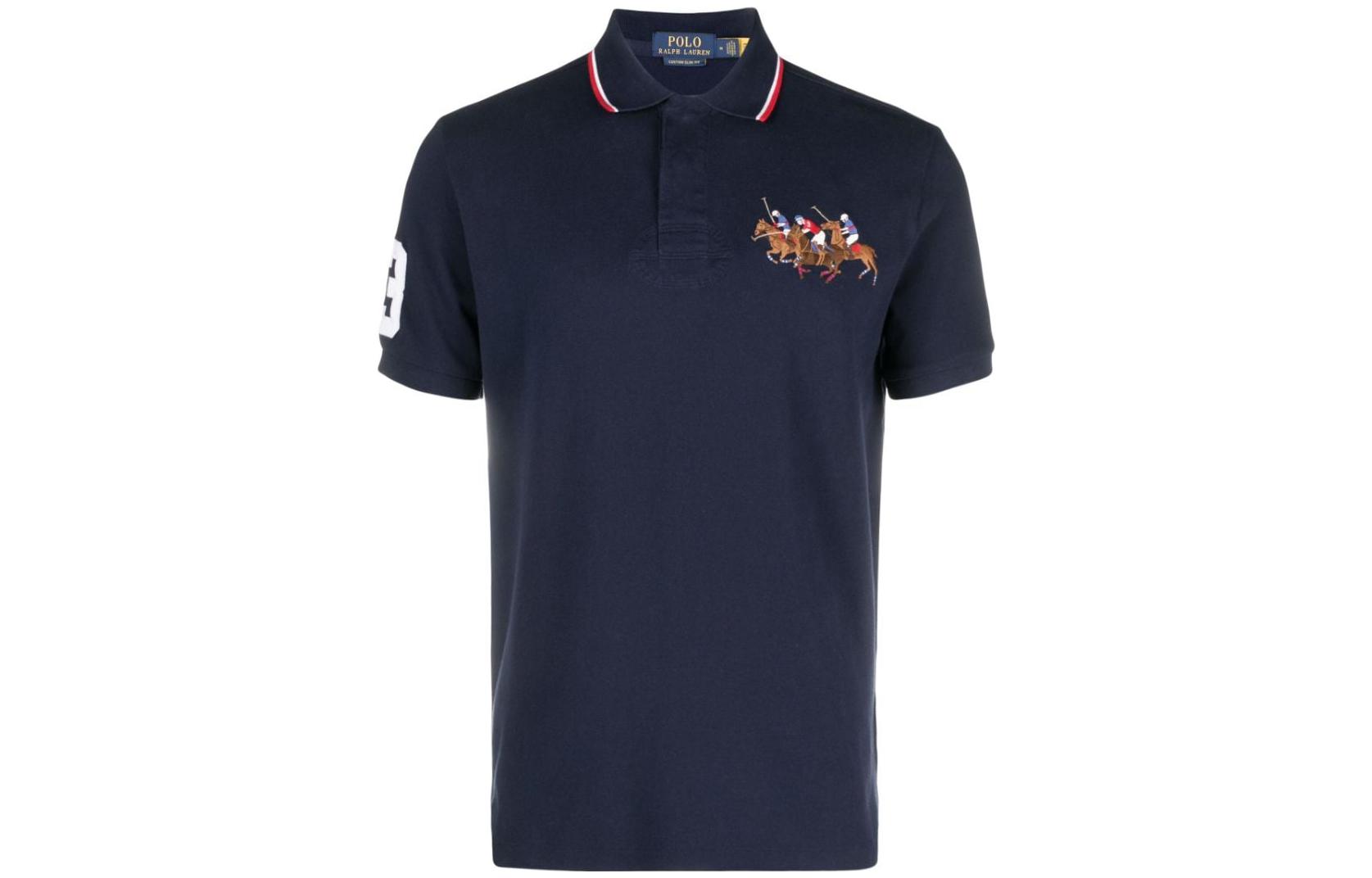 Вышитая пони Хлопковая поло Polo Ralph Lauren, Морской синий — фото 2