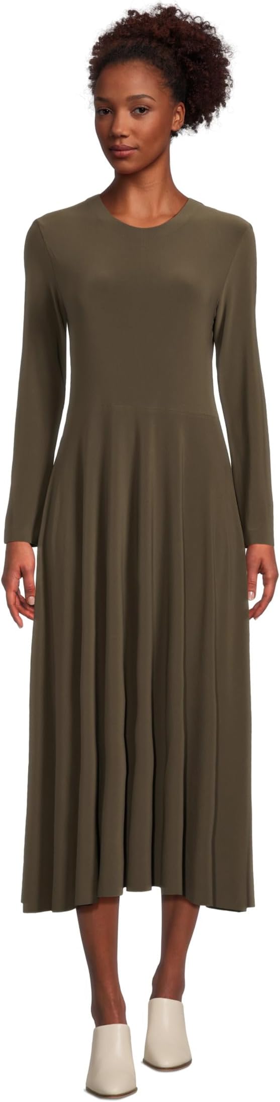 

Платье Norma Kamali Long Sleeve Flared Dress, цвет Bark