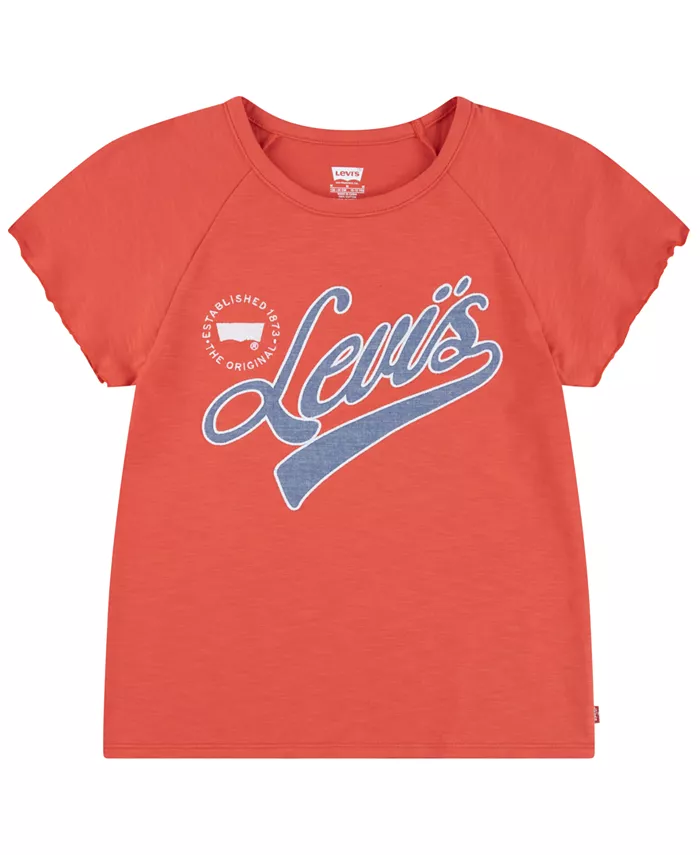 

Футболка с регланными рукавами и воланами для девочек постарше Big Girls Flounce Levi's, красный