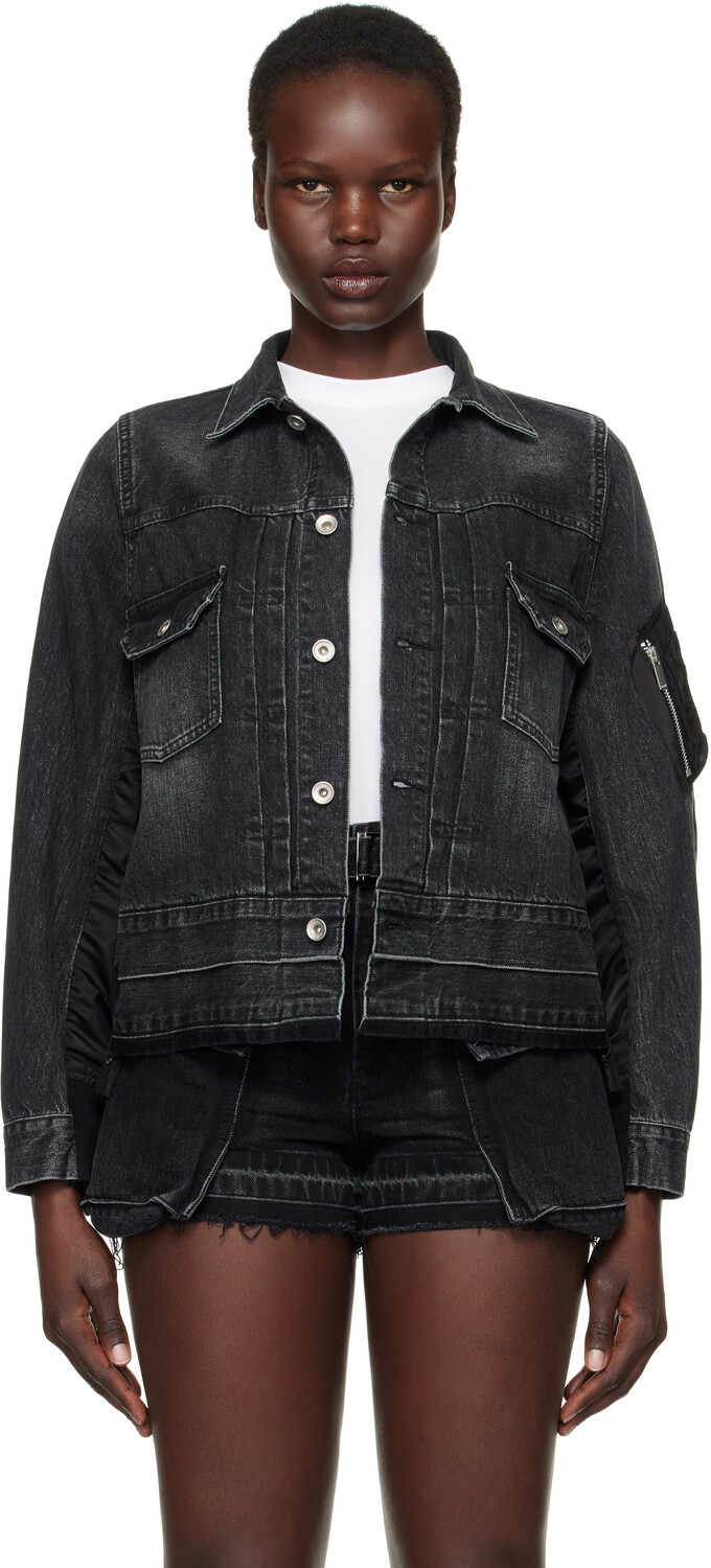 

Куртка из нейлоновой саржи и денима sacai, черный
