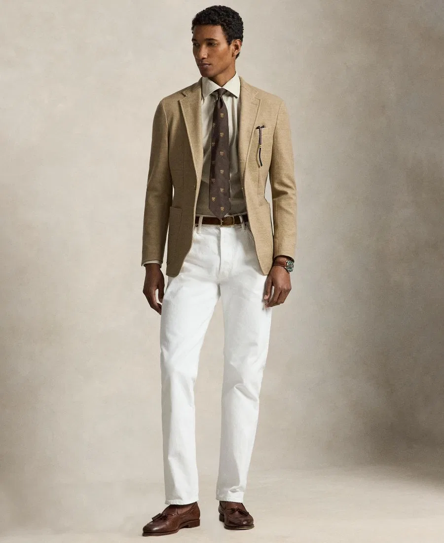 Рубашка Regent Classic Fit в клетку из поплина Polo Ralph Lauren, Coastal Beige/White — фото 2