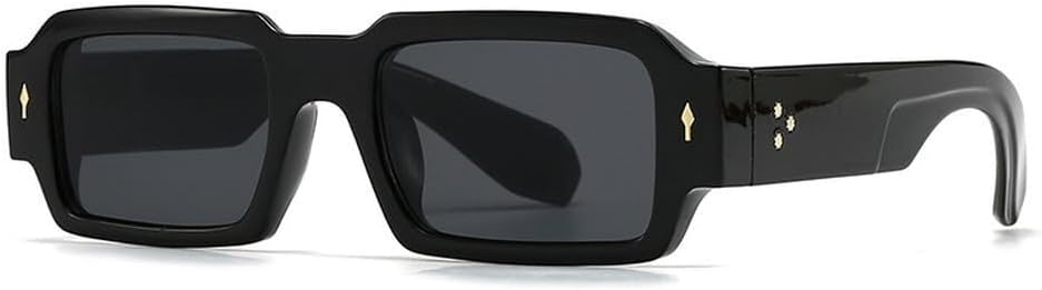 

Популярные модные квадратные женские солнцезащитные очки с заклепками, винтажные панк-очки, мужские трендовые очки с защитой от УФ-излучения UV400, сине-зеленые солнцезащитные очки LXLHWN, Black Gray