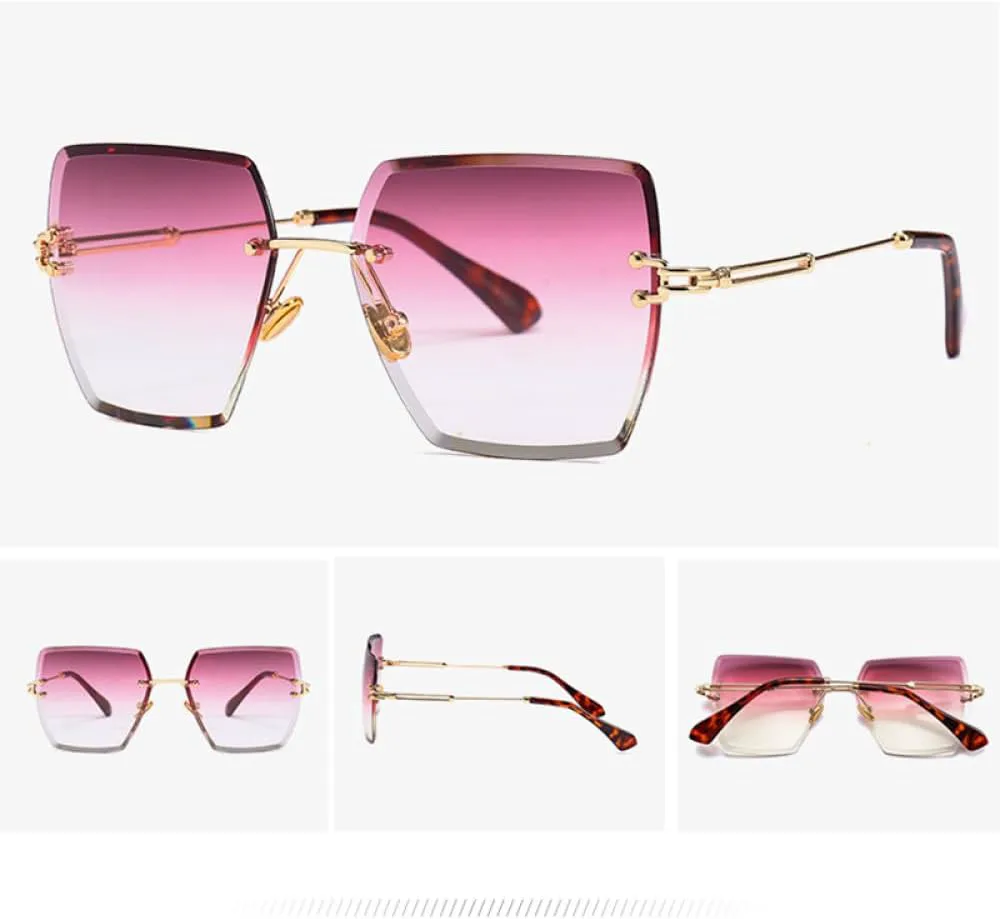 

Классические женские солнцезащитные очки без оправы квадратной формы 2027 года с градиентным переходом цвета и защитой от УФ-излучения UV400 MTZJH, Tea Gradient