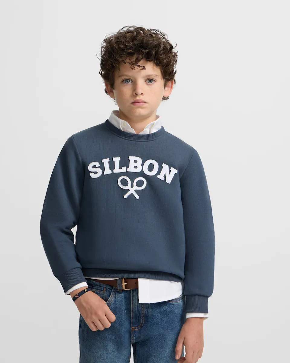 

Темно-синий свитшот для мальчиков с дизайном спереди Silbon, цвет Crema