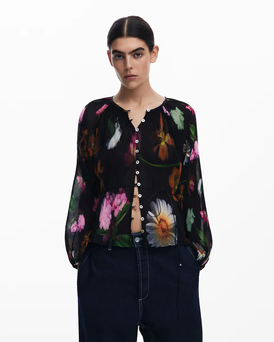 

Женская блузка с цветочным принтом Desigual, чёрный