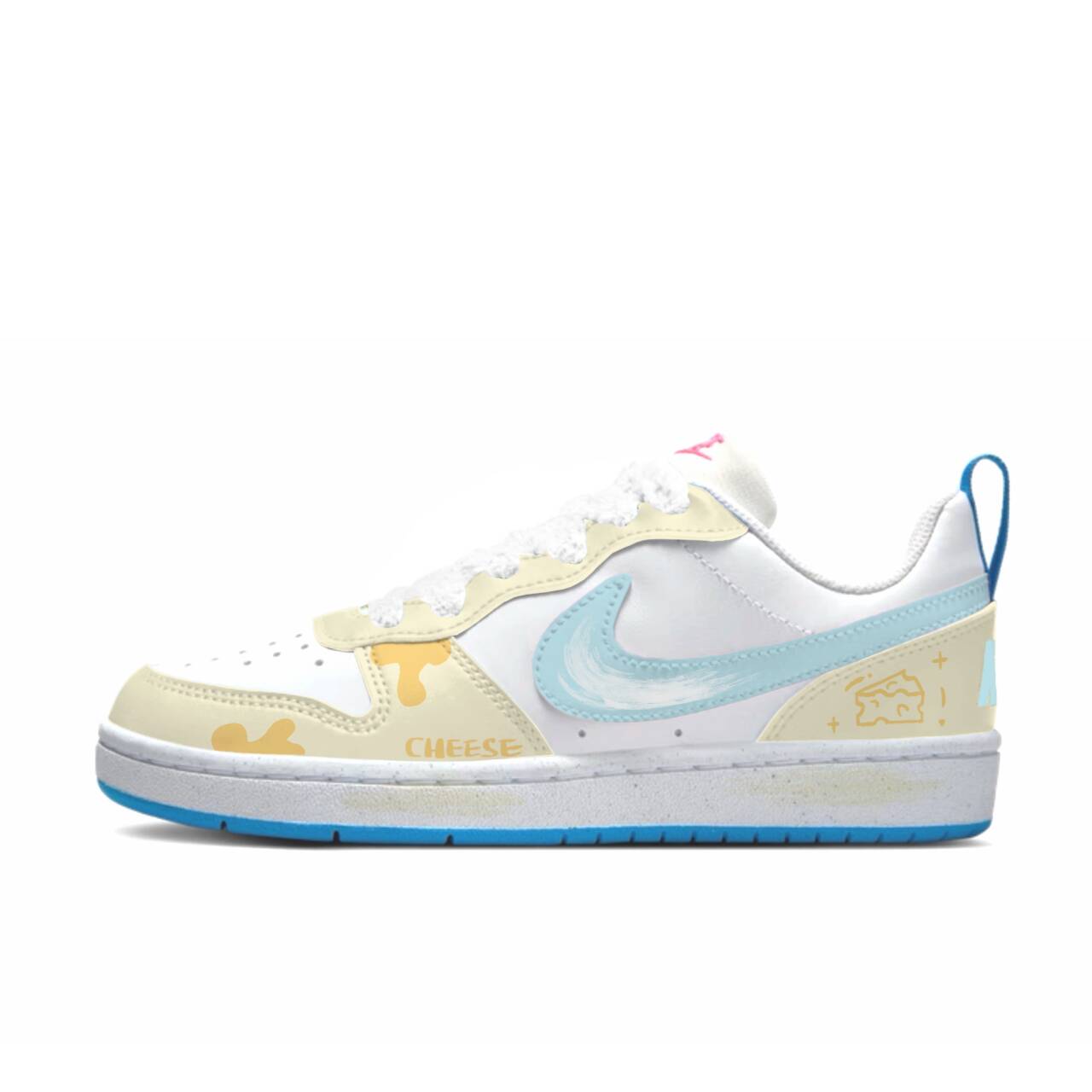 

Nike Court Borough Synthetic Leather Slip Resistant Abrasion Resistant Low top Kids' Skateboarding Shoes Blue Yellow