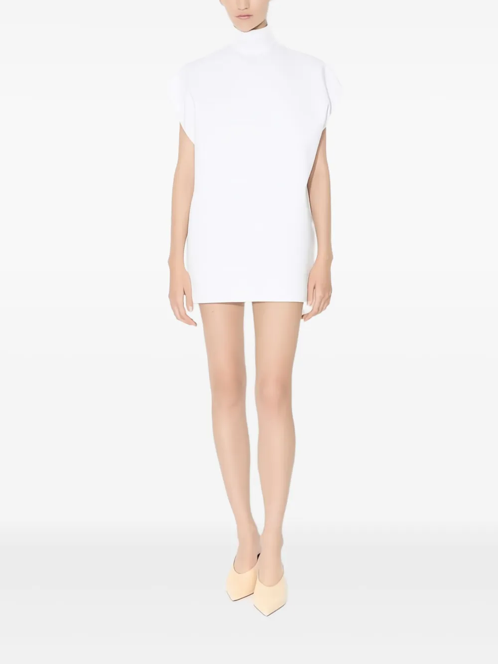 

Топ с короткими рукавами и высоким воротником Alaïa, белый