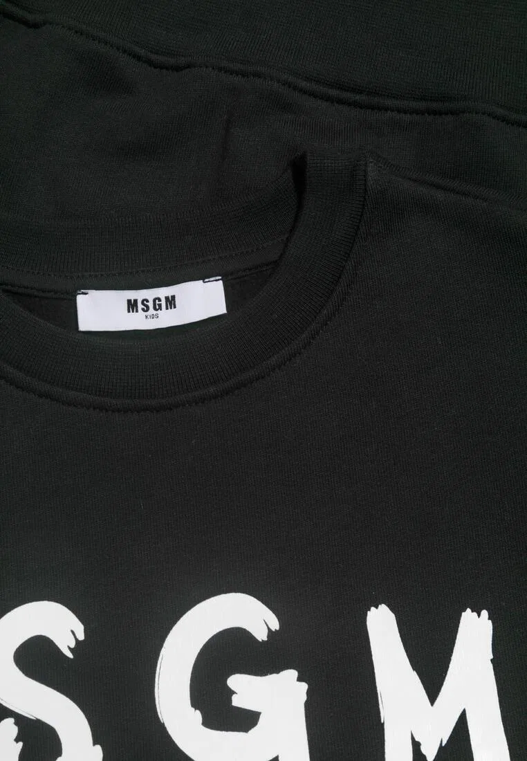 Свитшот хлопковый, Kids Msgm, черный — фото 3