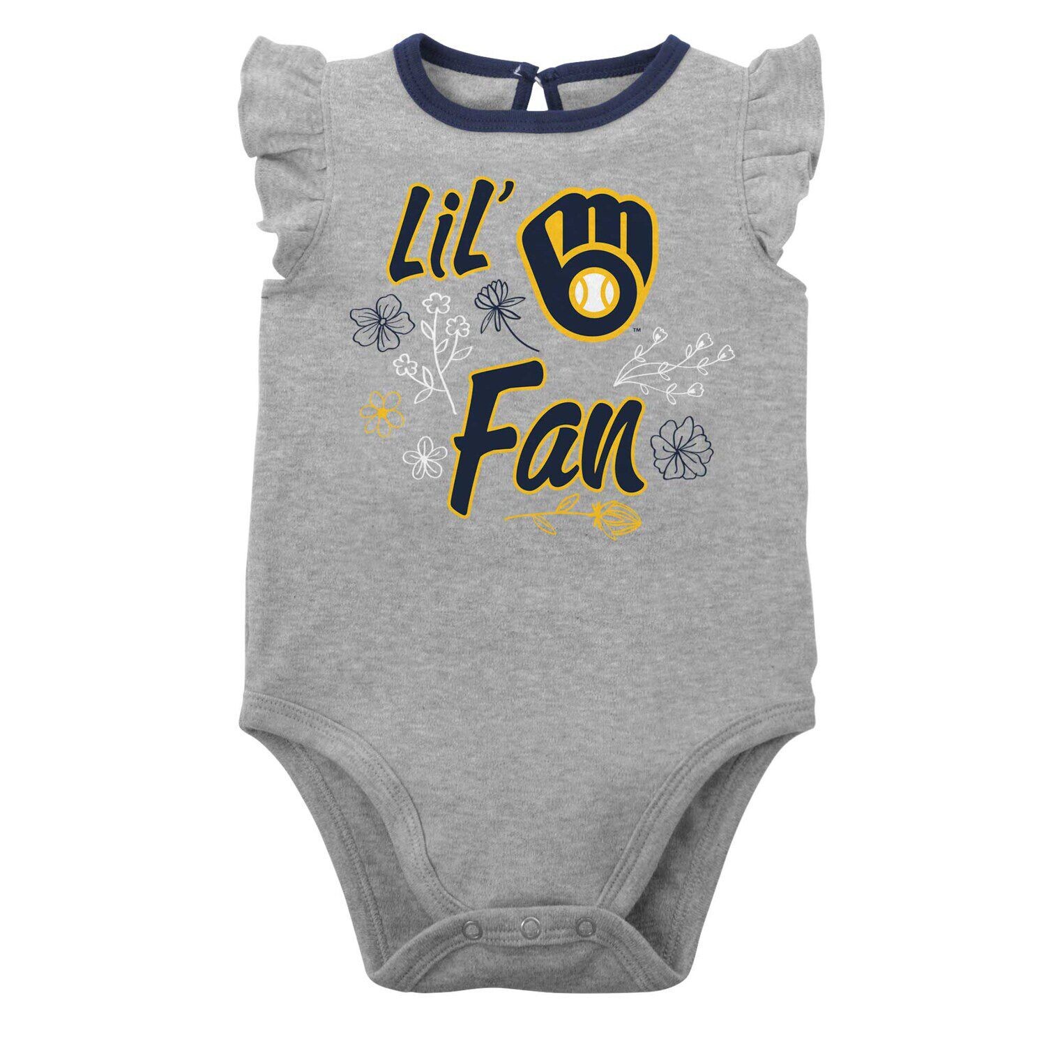 Комплект из двух боди для младенцев Темно-синий/Хезер-Серый Milwaukee Brewers Little Fan Outerstuff — фото 4