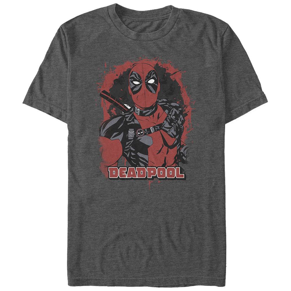 

Футболка с постером «Big & Tall Marvel Deadpool» и графическим плакатом, цвет Charcoal Heather