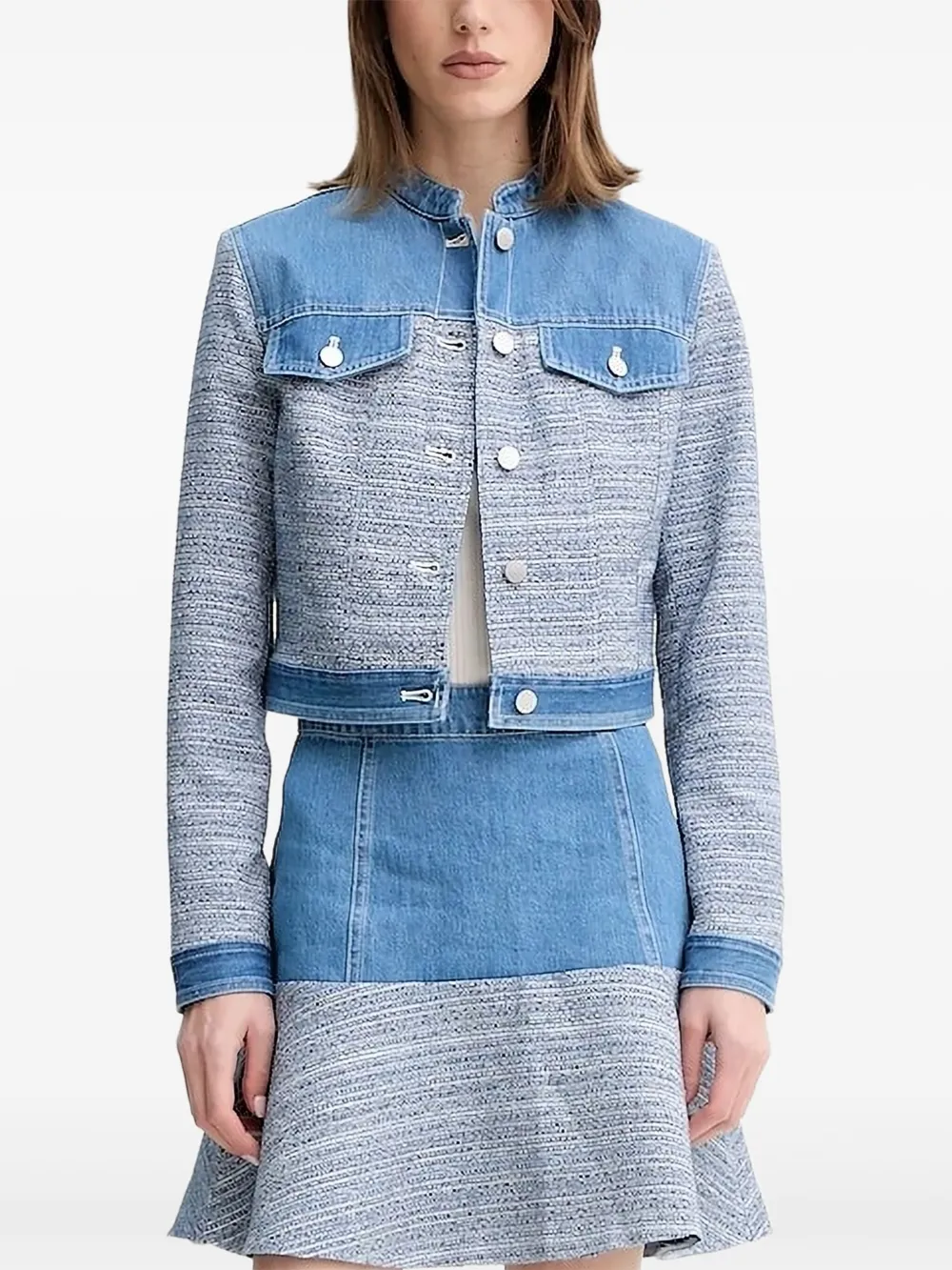 

Твидовый жакет со вставкой из денима Guess Usa, синий