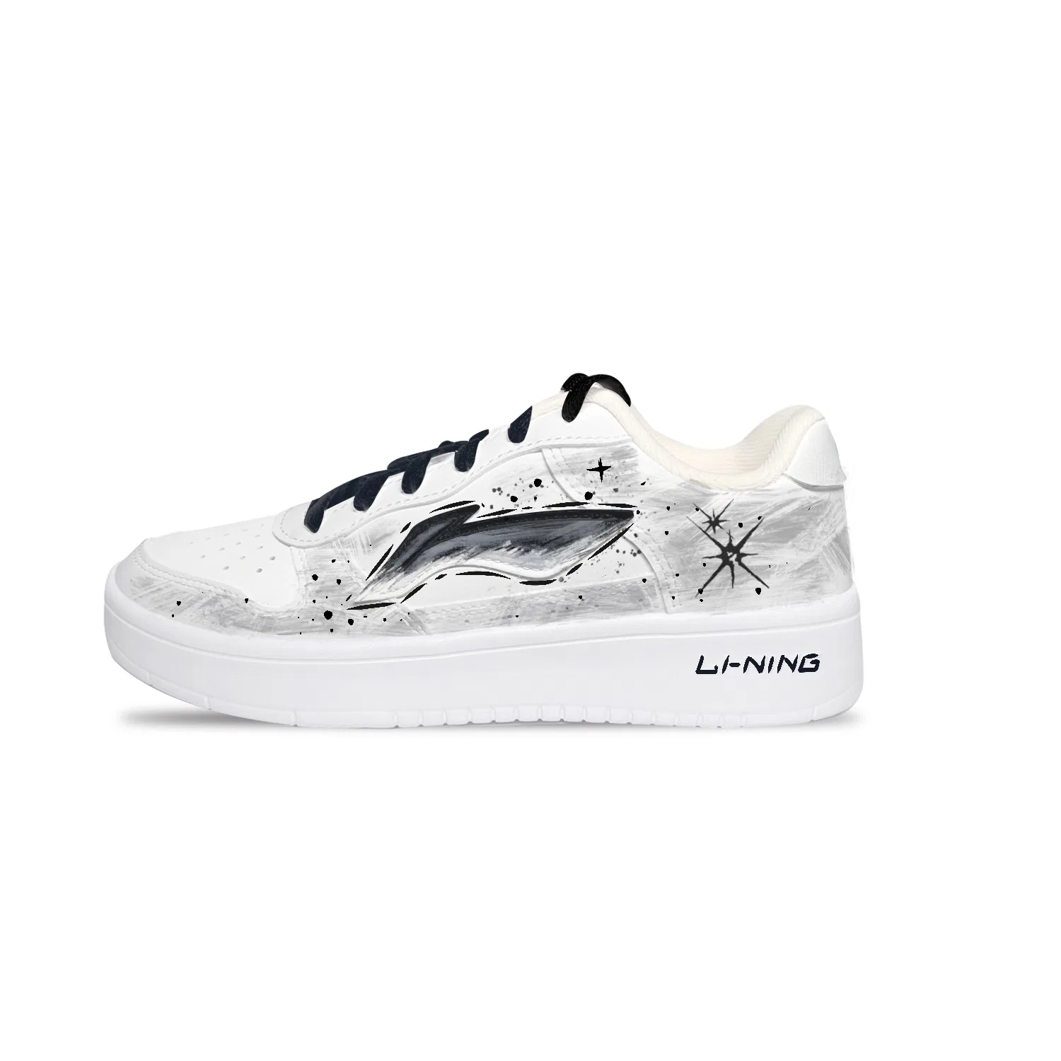 Кроссовки casual скейт Li-Ning белый с черными брызгами