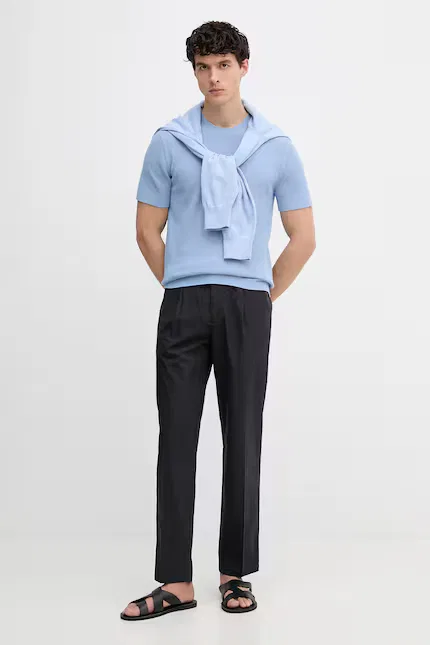 Брюки чинос из хлопка tapered Emporio Armani, синий — фото 2