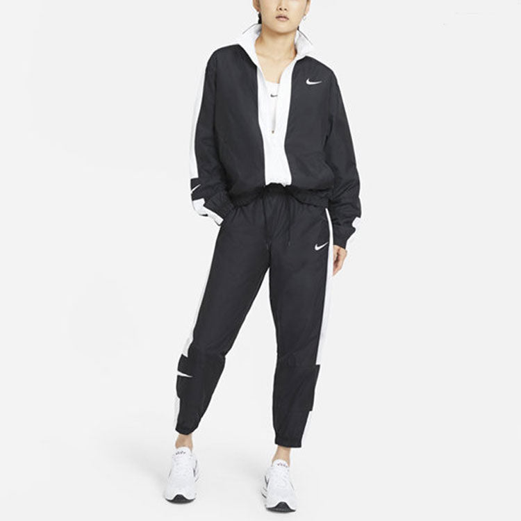 Спортивные брюки (WMNS) Nike Nsw Stmnt Wvns Pant Running Training Colorblock Knit Sports Pants/Trousers/Joggers Autumn Black DC0041-010 — фото 4