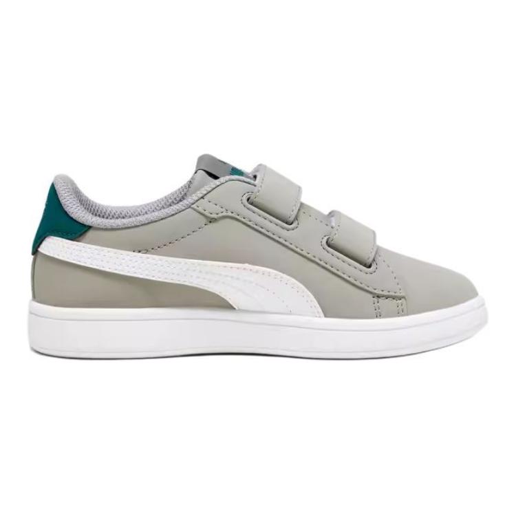 PUMA Smash 3.0 BUCK V PS устойчивые к истиранию низкие детские скейтбординг кроссовки серый белый зеленый — фото 3