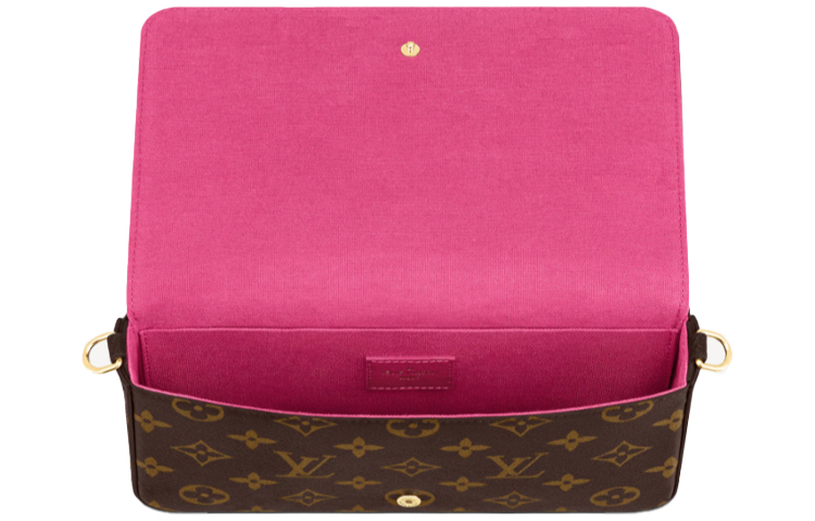 LOUIS VUITTON Сумка Pochette Felicie с вынимаемым карманом на молнии и плоским карманом на 8 отделений Monogram Vivienne фуксия розовый — фото 3