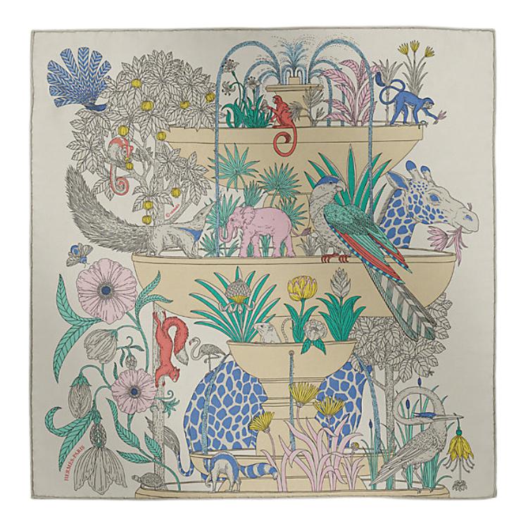 

Шёлковый шарф HERMES серебристо-серый